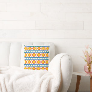 Vibrant Tibetan Art Square Pillow Colorful Boho