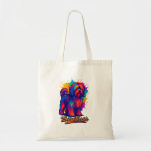 Vibrant Tibetan Terrier Pop-Art Design Tote Bag