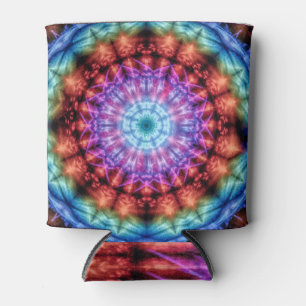 Vibrant Tie Dye Kaleidoscope Rainbow Mandala Can Cooler