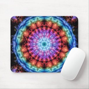 Vibrant Tie Dye Kaleidoscope Rainbow Mandala Mouse Pad