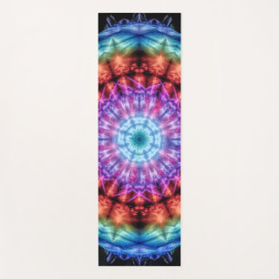 Vibrant Tie Dye Kaleidoscope Rainbow Mandala Yoga Mat