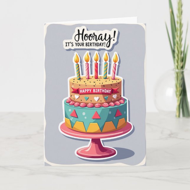 Vibrant Tiered Cake Card (Front)