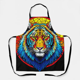 Vibrant Tiger Stained Glass Apron