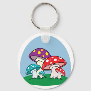 Vibrant Toadstool Mushroom Garden Key Ring