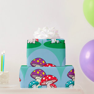 Vibrant Toadstool Mushroom Garden Wrapping Paper
