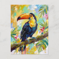 Vibrant Toucan Bird: Tropical Wildlife Painting