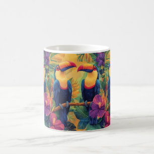 Vibrant Toucan PaintingTropical Birds in Paradise Coffee Mug