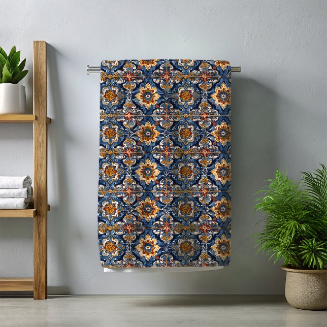 Vibrant Traditional Mexican Talavera Tiles Beach Towel (Creator Uploaded)
