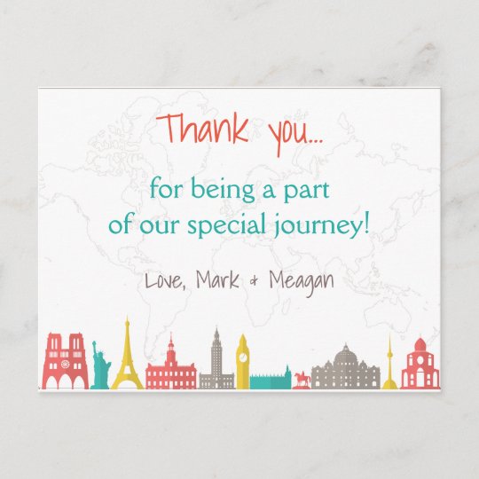 Vibrant, Travel Wedding Thank You Postcard | Zazzle.com.au