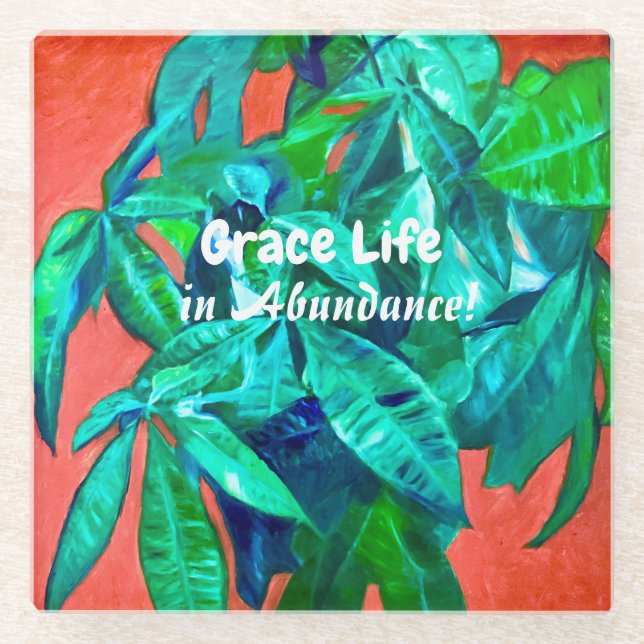 Vibrant Tree Life GLASS Coaster - Grace Life (Front)