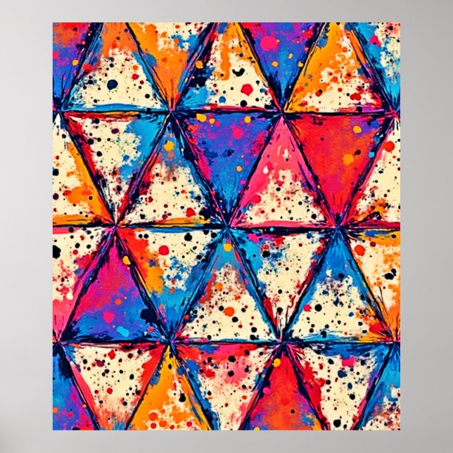 Vibrant Triangle Splatter Art Poster (Front)