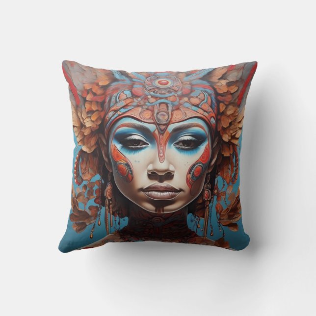 Vibrant Tribal Fusion Art Cushion (Back)