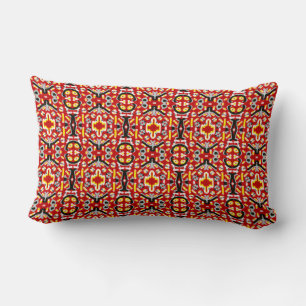 Vibrant Tribal Fusion Geometric Symmetry Pattern Lumbar Cushion