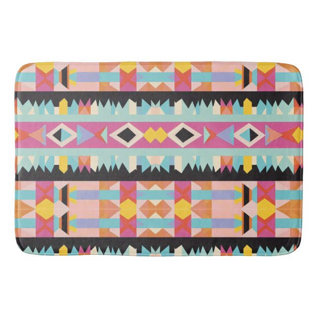 Vibrant Tribal-Inspired Design Pattern mix Bath Mat (Front)