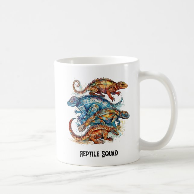  Vibrant Tribal Lizard Totem, custom Coffee Mug (Right)
