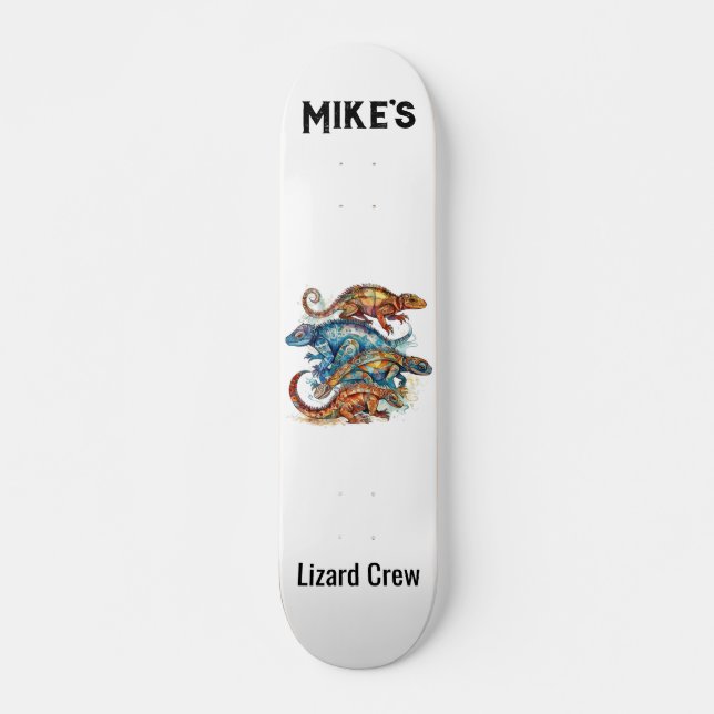  Vibrant Tribal Lizard Totem, custom Skateboard (Front)