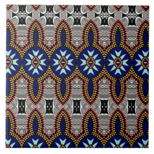 Vibrant tribal pattern ceramic tile