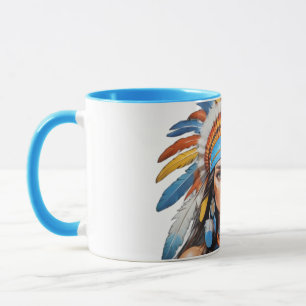 Vibrant Tribal Queen Coffee Mug Feather Headdres