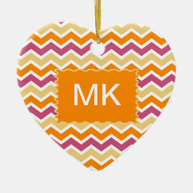 Vibrant Tribal ZigZag Ceramic Ornament (Front)