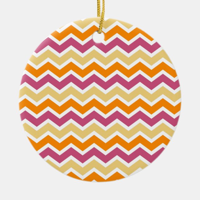 Vibrant Tribal ZigZag Ceramic Tree Decoration (Front)