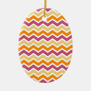 Vibrant Tribal ZigZag Ceramic Tree Decoration