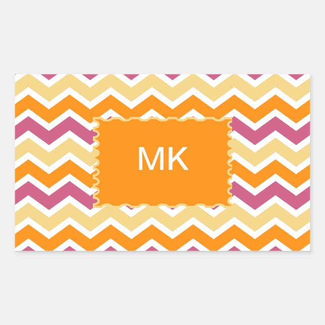 Vibrant Tribal ZigZag Rectangular Sticker (Front)