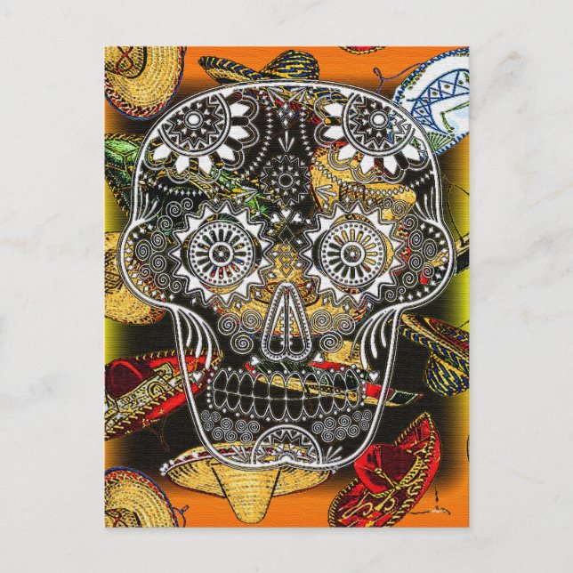 Vibrant Tribute: Mexican Day of the Dead Digital Postcard (Front)