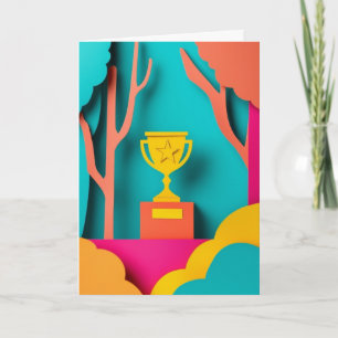 Vibrant Trophy Celebration Card