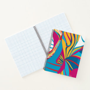 Vibrant Tropical Batik Fusion Abstract Leaves  Notebook