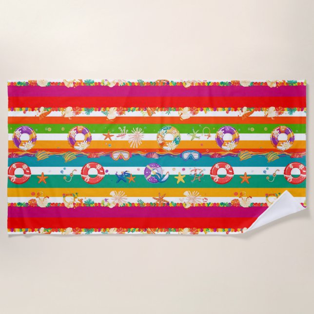 🌞 Vibrant Tropical Beach Summer Escape 🌊 Towel (Front)