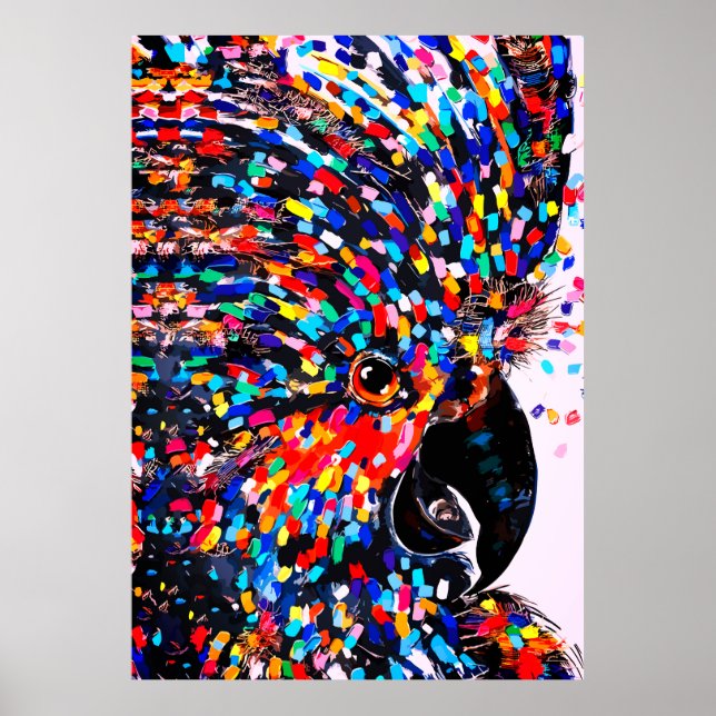 Vibrant Tropical Bird Wall Art in Expressionist (Front)