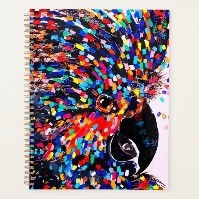 Vibrant Tropical Bird Wall Art in Expressionist Planner (Front)