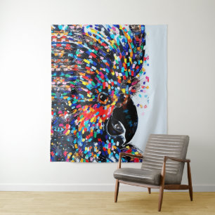 Vibrant Tropical Bird Wall Art in Expressionist Tapestry