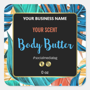 Vibrant Tropical Body Butter Labels
