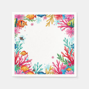 Vibrant Tropical Fish Coral Ocean   Colourful Ocea Napkin