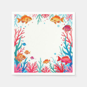 Vibrant Tropical Fish Coral Ocean   Colourful Ocea Napkin