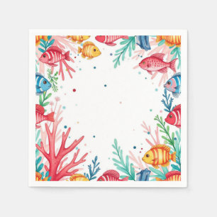 Vibrant Tropical Fish Coral Ocean   Colourful Ocea Napkin