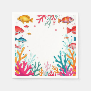 Vibrant Tropical Fish Coral Ocean   Colourful Ocea Napkin