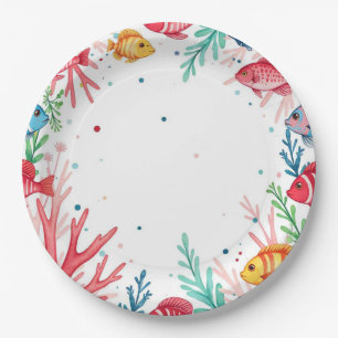 Vibrant Tropical Fish Coral Ocean Colourful Ocea Paper Plate