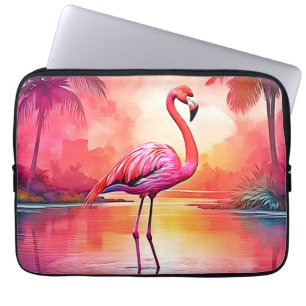 Vibrant Tropical Flamingo Glow Design Laptop Sleeve