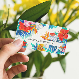 Vibrant Tropical Floral Business Card