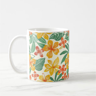 Vibrant Tropical Floral Pattern Coffee Mug