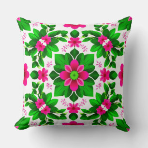 Vibrant Tropical Floral Pattern Cushion