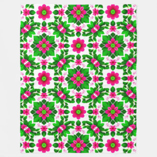 Vibrant Tropical Floral Pattern Fleece Blanket