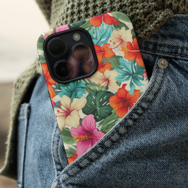 Vibrant Tropical Floral Pattern iPhone 16 Case (Creator Uploaded)