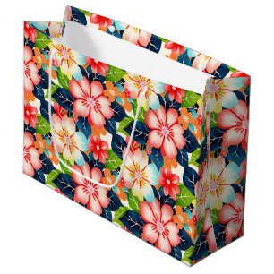 Vibrant Tropical Floral Pattern Large Gift Bag