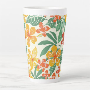 Vibrant Tropical Floral Pattern Latte Mug