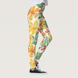 Vibrant Tropical Floral Pattern Leggings
