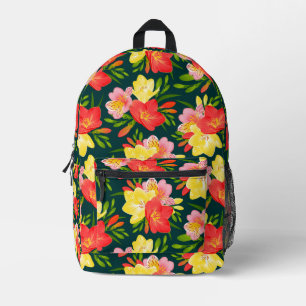 Vibrant Tropical Floral Pattern Printed Backpack