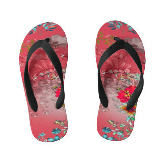 Vibrant Tropical Floral Pattern Summer Flip-Flops Kid's Thongs